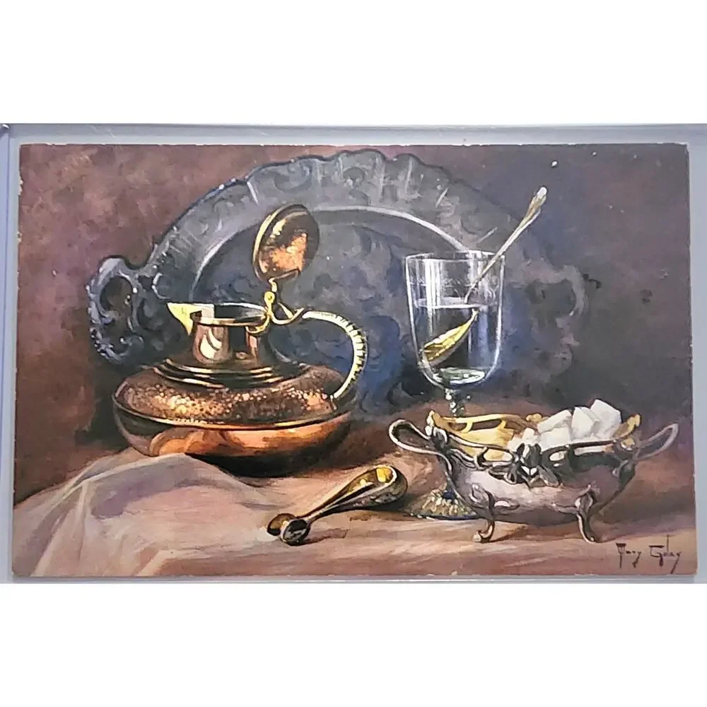 Lot Of Four Vintage Antique Postcards Decanters